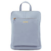 Front View Of The Light Blue Leather Backpack Ladies