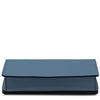 Leather Chain Clutch Bag in a stylish blue color, showcasing a sleek, modern design.