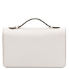 Leather Chain Clutch Bag in elegant white color with a sleek design and handle.