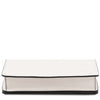 Leather Chain Clutch Bag in white color with black trim, showcasing a sleek and modern design.