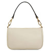 Leather Clutch Bag in beige color with gold hardware, perfect for stylish occasions.