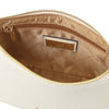 Interior view of the Leather Clutch Bag featuring a zipper pocket and luxurious lining.