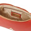 Interior view of the Leather Clutch Bag showcasing its elegant lining and zippered pocket.