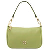 Leather Clutch Bag in lime green with gold accents, ideal for stylish outings and everyday use.