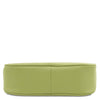 Bottom view of Leather Clutch Bag in lime green featuring a smooth texture and minimalistic design.