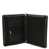 Open Compartment View Of The Black Leather Document Case
