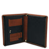 Open Compartment View Of The Brown Leather Document Case