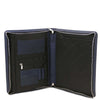 Open Compartment View Of The Dark BlueLeather Document Case