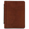 Front View Of The Brown Leather Document Case With Handle