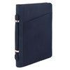 Angled View Of The Dark Blue Leather Document Case With Handle