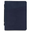 Front View Of The Dark Blue Leather Document Case With Handle