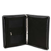 Open Compartment View Of The Black Leather Document Case With Ring Binder