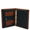 Open Compartment View Of The Brown Leather Document Case With Ring Binder