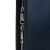 Zip Closure View Of The Dark Blue Leather Document Case With Ring Binder