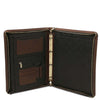 Open Compartment View Of The Dark Brown Leather Document Case With Ring Binder