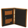 Open Compartment View Of The Natural Leather Document Case With Ring Binder
