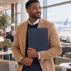 Professional Man Holding The Dark Blue Leather Document Holder