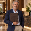 Handsome Man Carrying The Dark Brown Leather Document Holder