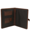 Open Internal View Of The Dark Brown Leather Document Holder