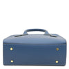 Underneath View Of The Denim Womens Leather Shopper Bag That Forms The Set Of Leather Handbag And Wallet Set