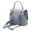 Rear View Of The Light Blue Leather Handbag Backpack Convertible
