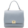 Front View Of The Light Blue Leather Handbag Backpack Convertible