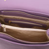Internal Zip Pocket View Of The Lilac Leather Handbag Backpack Convertible