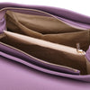 Internal Pocket View Of The Lilac Leather Handbag Backpack Convertible