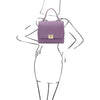 Woman Posing With The Lilac Leather Handbag Backpack Convertible