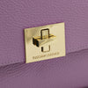 Twick Lock Closure View Of The Lilac Leather Handbag Backpack Convertible