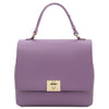 Front View Of The Lilac Leather Handbag Backpack Convertible