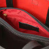 Interior Zip Compartment View Of The Black Leather Handbag