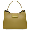 Front View Of The Green Leather Handbag For Women