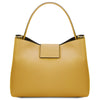 Rear View Of The Pastel Yellow Leather Handbag For Women