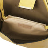 Internal Compartment View Of The Pastel Yellow Leather Handbag For Women