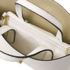 Internal Compartment View Of The White Leather Handbag