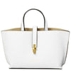 Front View Of The White Leather Handbag