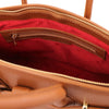 Internal Pocket View Of The Cognac Leather Womens Handbag