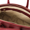 Internal Zip Pocket View Of The Red Leather Womens Handbag