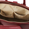 Internal Pocket View Of The Red Leather Womens Handbag