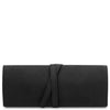 Front View Of The Black Leather Jewellery Roll