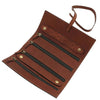 Open Compartment View Of The Brown Leather Jewellery Roll