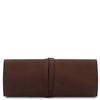 Rear View Of The Dark Brown Leather Jewellery Roll