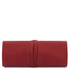 Rear View Of The Red Leather Jewellery Roll