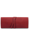 Front View Of The Red Leather Jewellery Roll