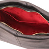 Internal Pocket View Of The Black Leather Ladies Handbag