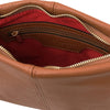 Internal Zip Pocket View Of The Cognac Leather Ladies Handbag