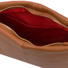 Internal Pocket View Of The Cognac Leather Ladies Handbag