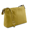Angled View Of The Green Leather Ladies Handbag