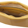 Internal Zip Pocket View Of The Pastel Yellow Leather Ladies Handbag